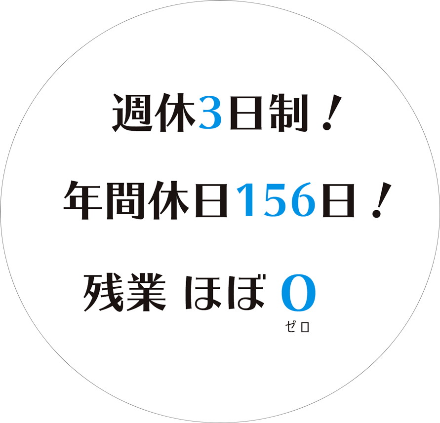 週休3日、残業ほぼゼロ、家賃半額補助